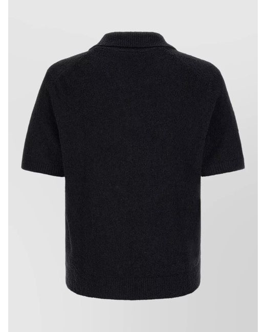Lacoste Black Knitted Bouclé Polo Short Sleeve Shirt for men