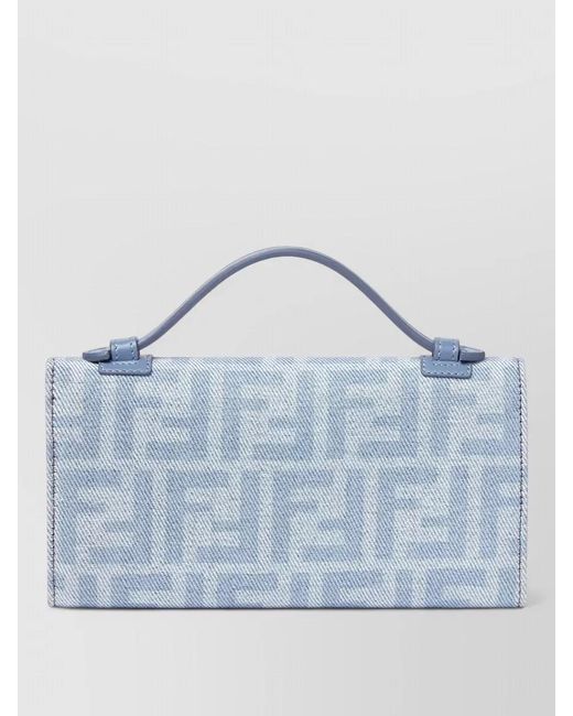 Fendi Blue Baguette Continental Leather Clutch Bag