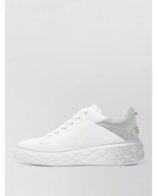 Jimmy Choo White Diamond Maxi F Ii Lace Up Sneakers