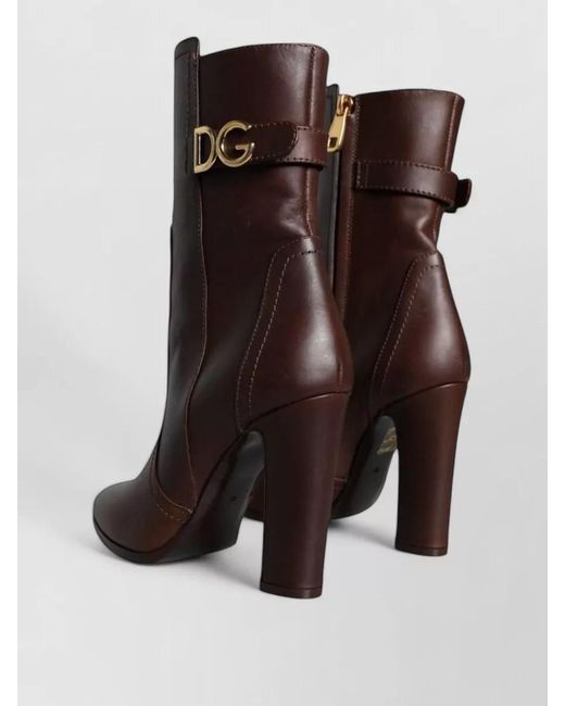 Dolce & Gabbana Brown Leather Mid-Calf Boots