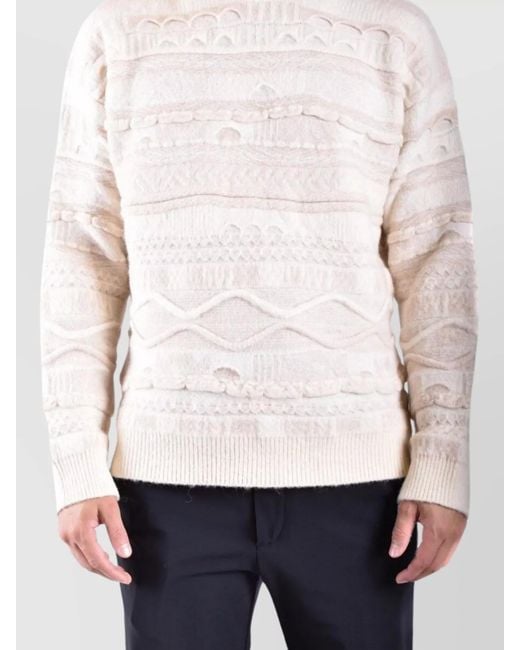 Laneus Natural Crew Neck Knit Sweater for men