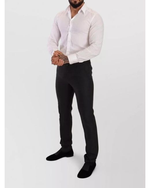 Dolce & Gabbana Black Wool Slim-Fit Tailored Trousers for men