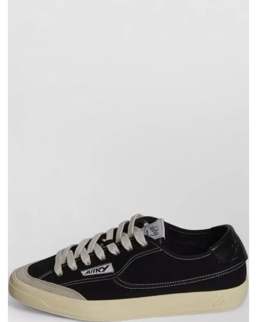 Autry Black Windscape Low Top Leather Canvas Sneakers for men
