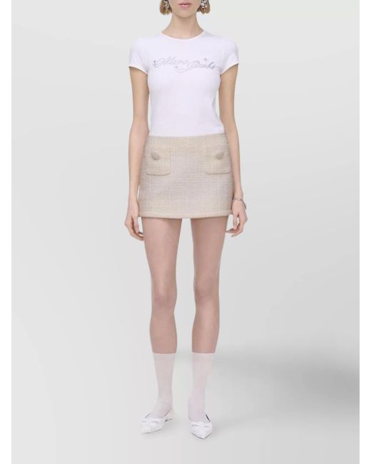 Marc Jacobs Natural Textured Fabric Mini Skirt With Button Detail