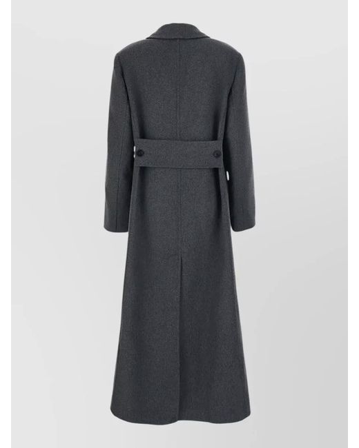 Victoria Beckham Gray Long Coat Double Face Button Lapel Belt