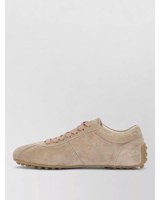 Tod's Natural Leather Lace-Up Sneakers