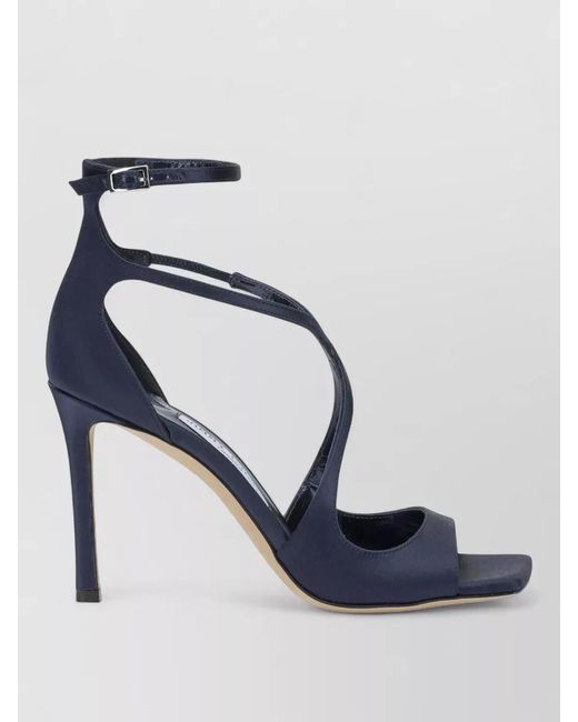 Jimmy Choo Blue Azia 95Mm Ankle Strap Strappy Sandals