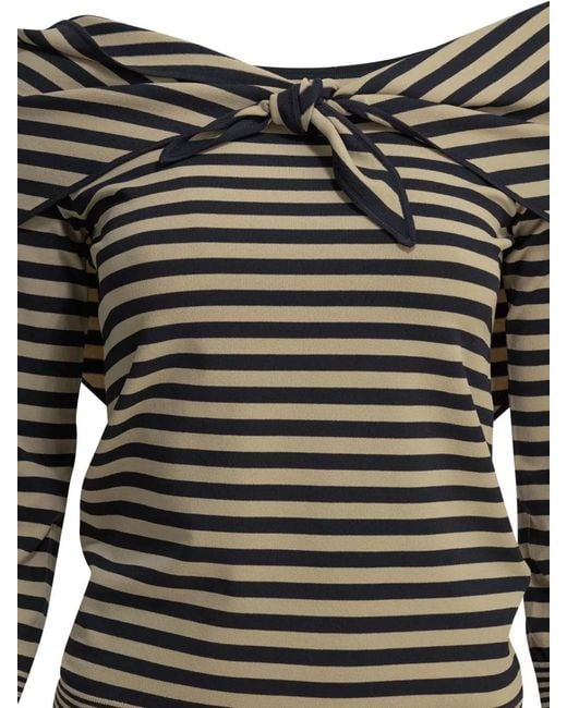 Max Mara Gray Off Shoulder Sweater Scarf Style Stripes
