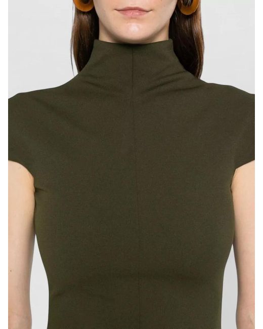 Solace London Green Maxi Dress Cap Sleeves High Neckline