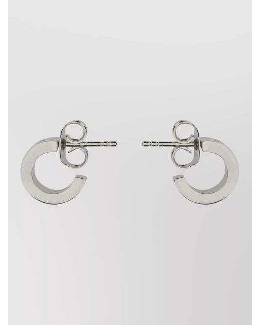 MM6 by Maison Margiela Natural Signature Logo Hoop Earrings Polished Finish