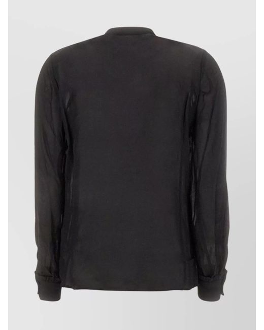Michael Kors Black Silk Blend Pleated Ruffled Blouse