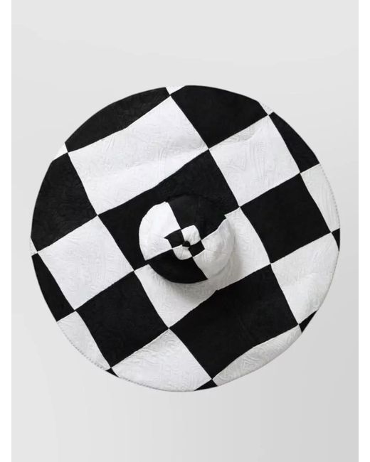 Dolce & Gabbana Black Checked Wide Brim Sun Hat