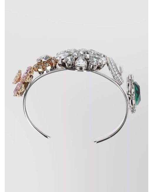 MM6 by Maison Margiela Metallic Open Cuff Bracelet Mixed Metals Gemstones