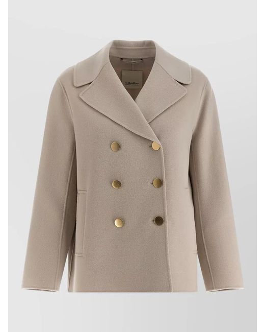 Max Mara Natural Virgin Wool Double Breasted Blazer