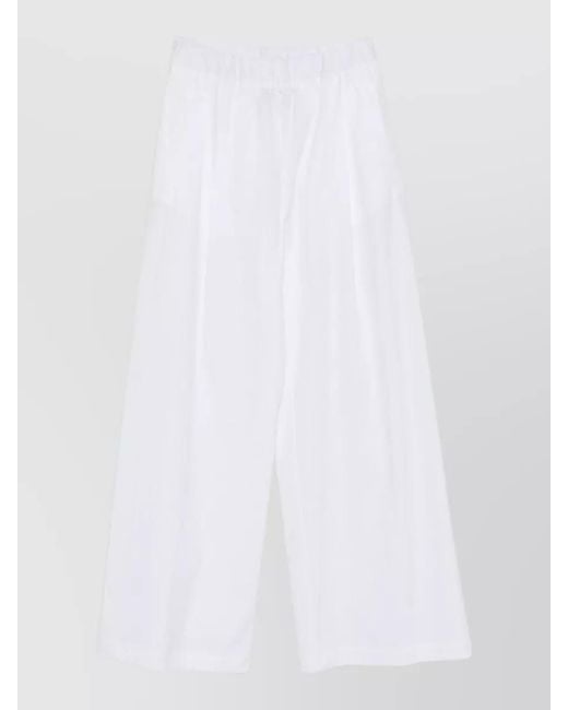 Semicouture White Jhonny Wide Leg Cotton Tailored Trousers