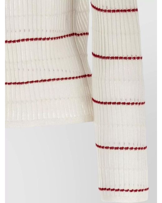 Max Mara Natural Silk And Wool Ribbed Boat Neck Sweater