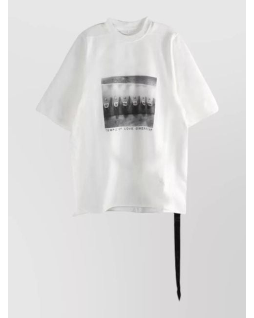 Rick Owens White Jumbo Short Sleeve Crew Neck Graphic T-Shirt for men