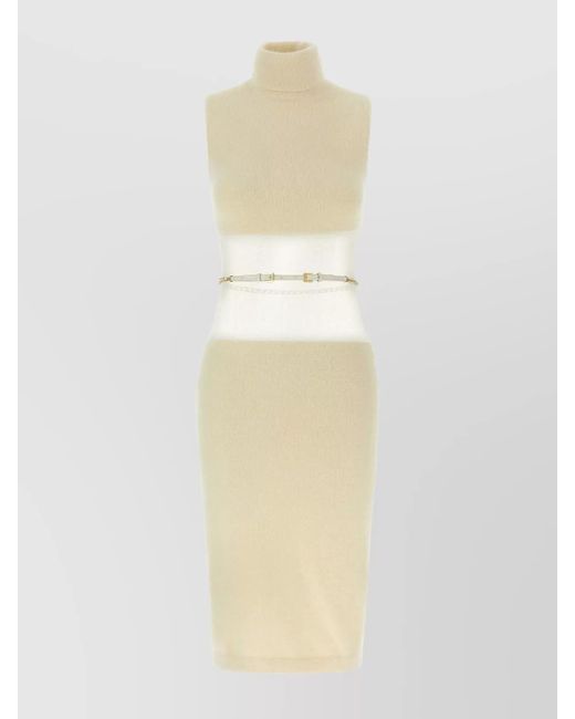 Elisabetta Franchi White Turtleneck Sleeveless Dress Open Back