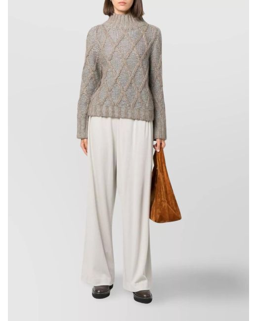 Fabiana Filippi White Wool High-Rise Pleated Wide-Leg Trousers