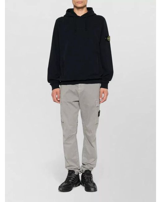 Stone Island Black Hooded Sweatshirt Drawstring Kangaroo Pocket for men