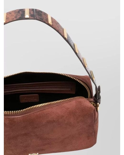 Pinko Brown Shoulder Bag Adjustable Strap Detachable Design