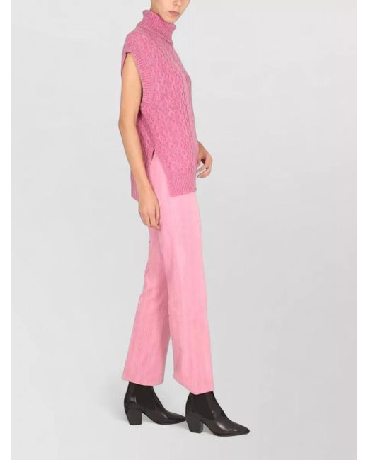 Baum und Pferdgarten Pink Cilina Cable Knit Sleeveless Turtleneck Top