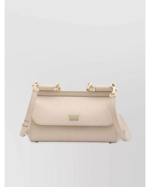 Dolce & Gabbana Natural Medium Sicily Calfskin Tote Bag