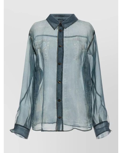 Haikure Blue Maya Long Sleeve Shirt Sheer Fabric