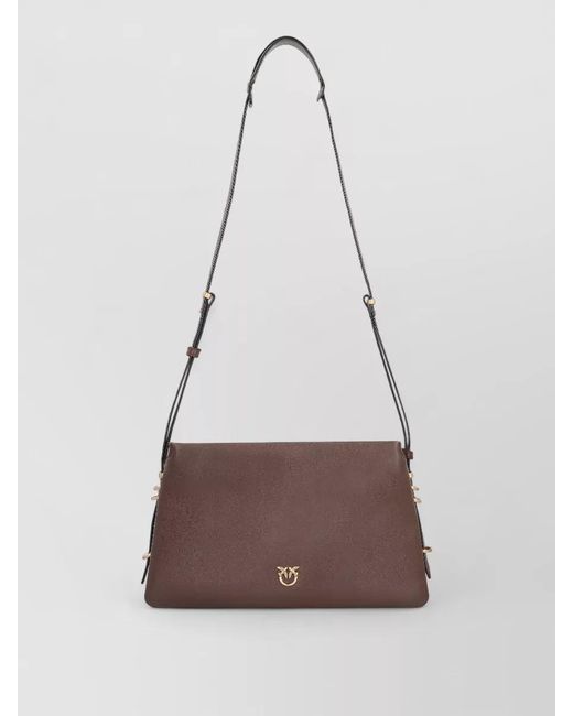 Pinko Brown Triple Step Leather Crossbody Shoulder Bag