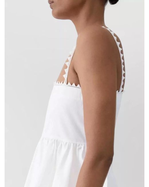 Jacquemus White Peplum Top Sleeveless Spaghetti Straps Square Neckline