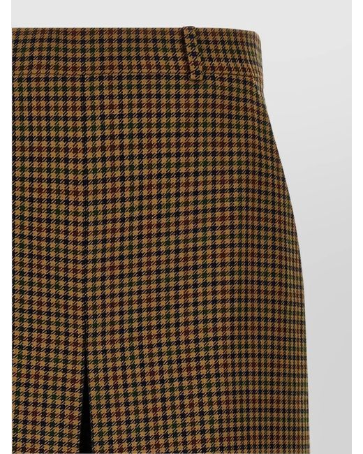 Saint Laurent Green Wool Checked Mid-Rise Wide-Leg Midi Culottes