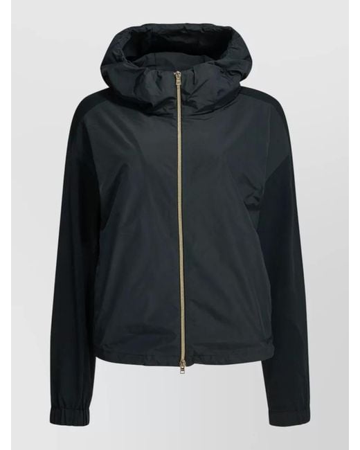 Herno Black Zip-Up Relaxed Fit Jacket
