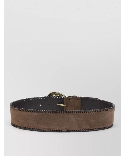 Etro Multicolor Paisley Suede Belt Featuring Signature Buckle