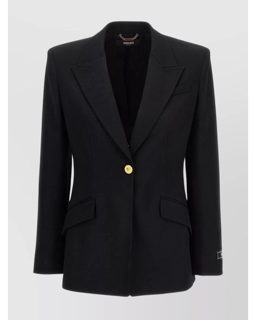 Versace Black Tailored Single-Breasted Jacket Notch Lapel