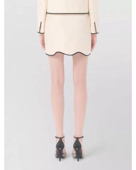 Valentino Natural Wool Silk Blend Skirt Button Trim