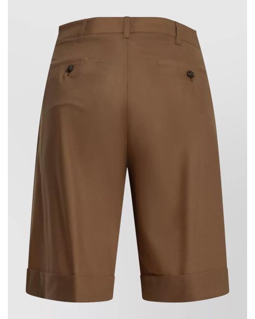 Herno Brown Wool Shorts Pleated Front Belt Loops