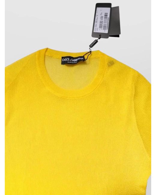 Dolce & Gabbana Yellow Ribbed Long-Sleeve Sweater