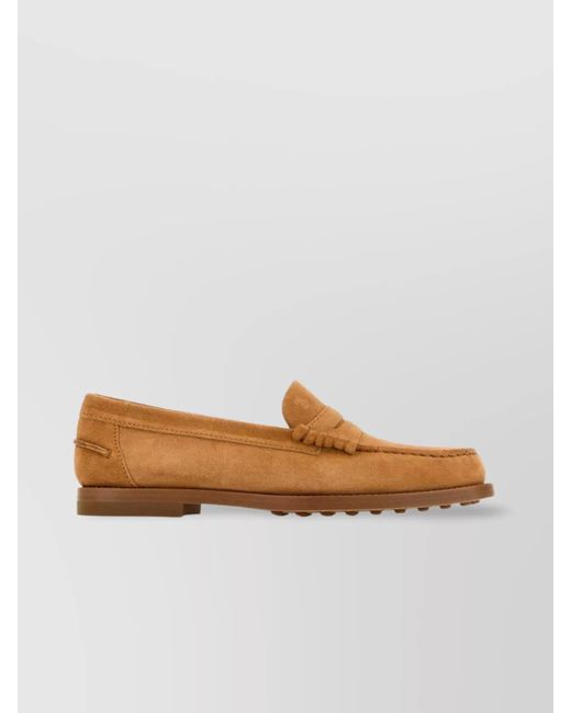 Tod's Brown Suede Penny Strap Loafers