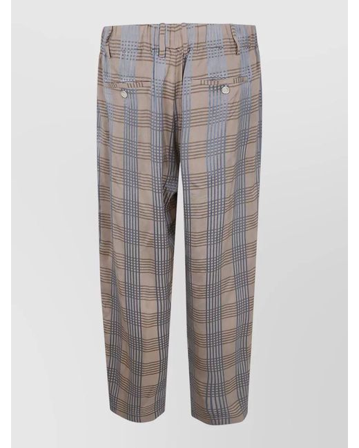 Uma Wang Gray Gorlitz Checked Trousers Side And Back Pockets for men