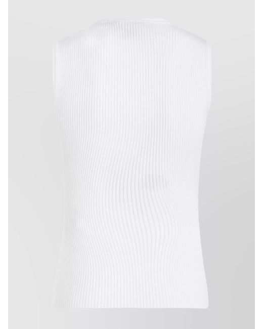 McQueen White Ribbed Knit Cutout Tank Top