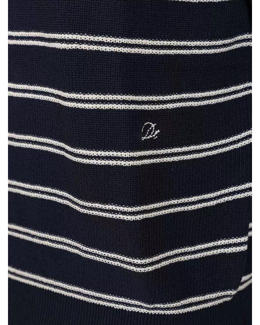 DUNST Blue Cotton Blend Polo Shirt Striped Design