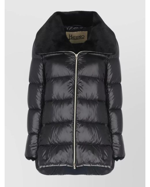 Herno Black Long Quilted Down Jacket