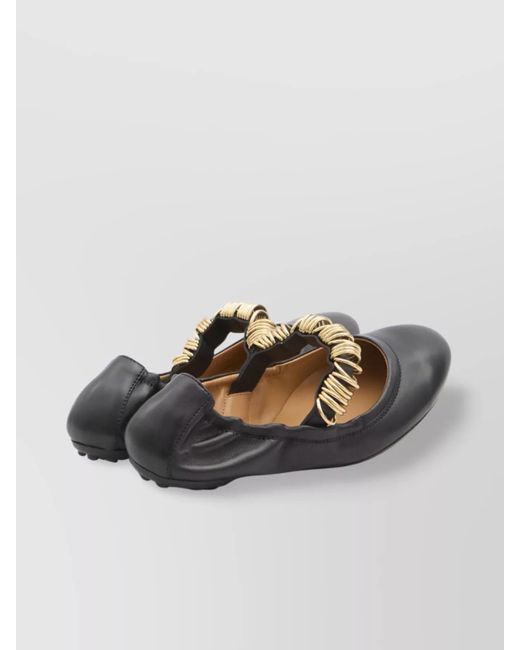 Tod's Black Leather Ballet Flats With Eyelets