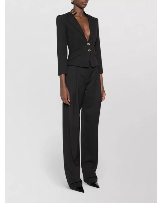 Elisabetta Franchi Black Tailored Jacket Slim Fit Notched Lapels