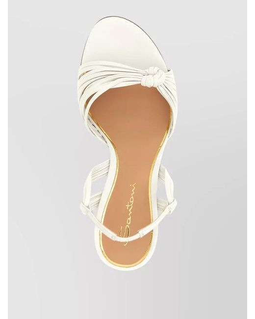 Santoni White Leather Knotted Sandals