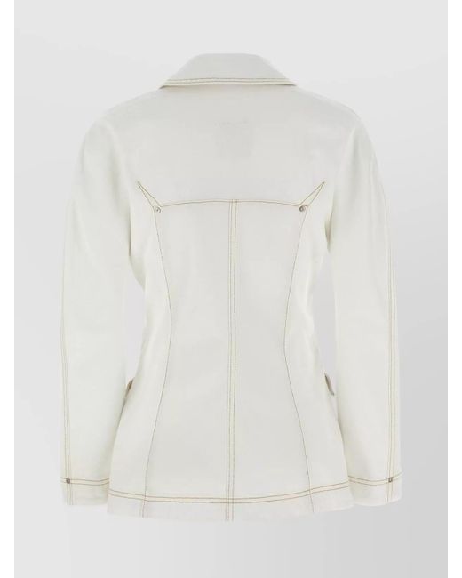 Givenchy White Stitched Pockets Collar Sleeves Jacket