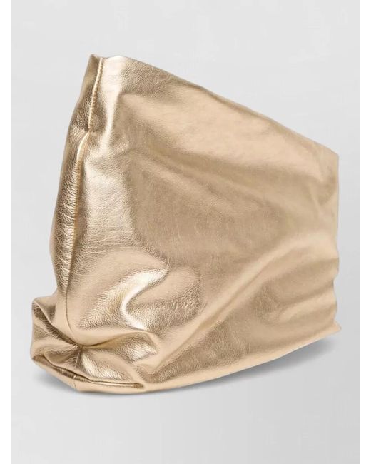 Marsèll Natural Fanta Asymmetric Metallic Halfmoon Shoulder Clutch
