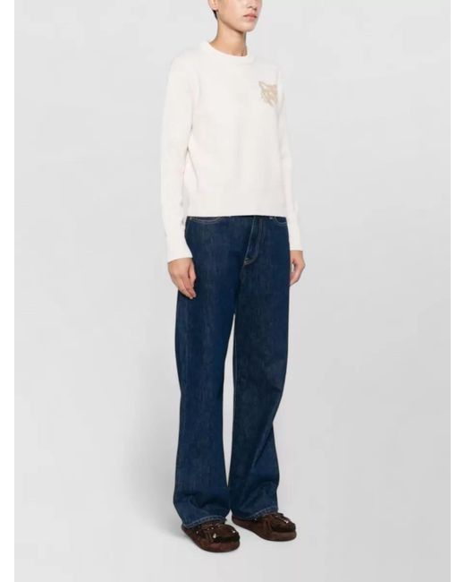 Maison Kitsuné Natural Merino Wool Regular-Fit Crewneck Sweater