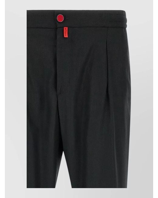 Kiton Black Button Shorts Tailored Cut Back Pockets for men