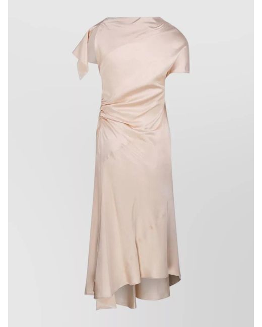 Victoria Beckham Natural Asymmetric Twist Midi Dress